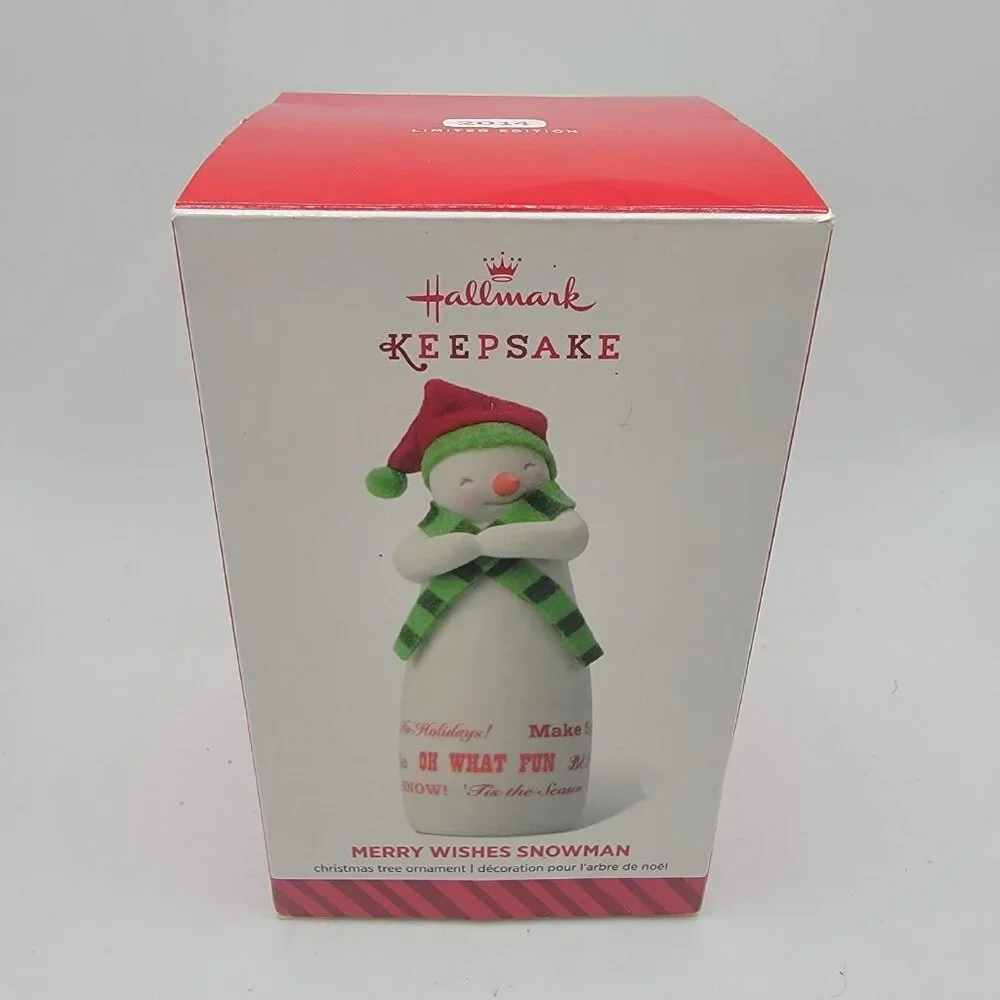 Merry Wishes Snowman Hallmark Keepsake Ornament 2014 Christmas. New In Box.